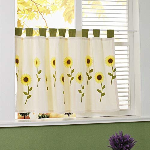 ESLIR Visillo Moderno, Cortina De Cocina, Transparente, Con Trabillas