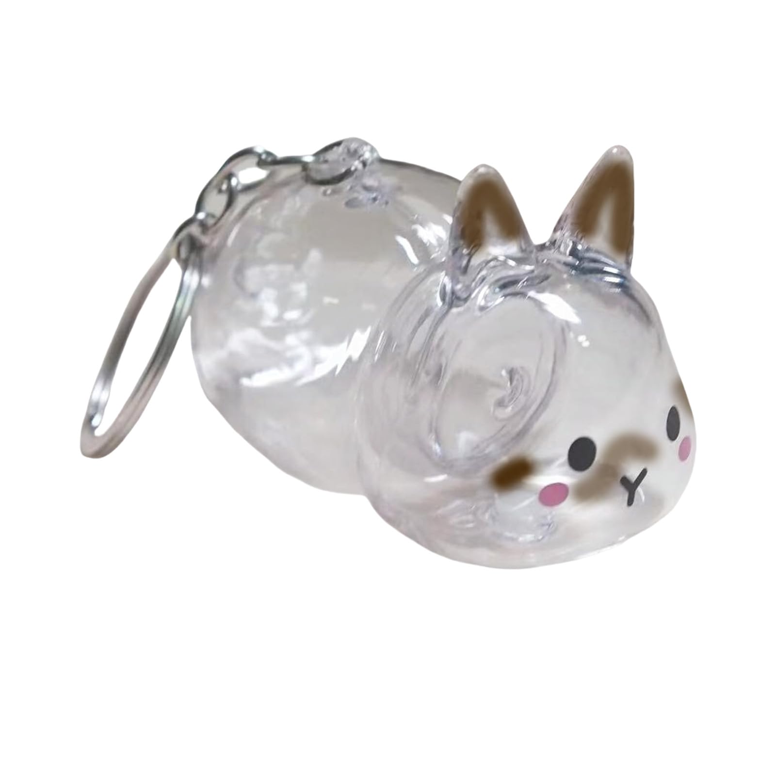 Funny Rabbits Themed Keepsakes Bunnies Hair Container Keyring Decorative Clear Pet Furs Collector Keychain Pendant Gift Decorative Furs Collector Keychain Charm
