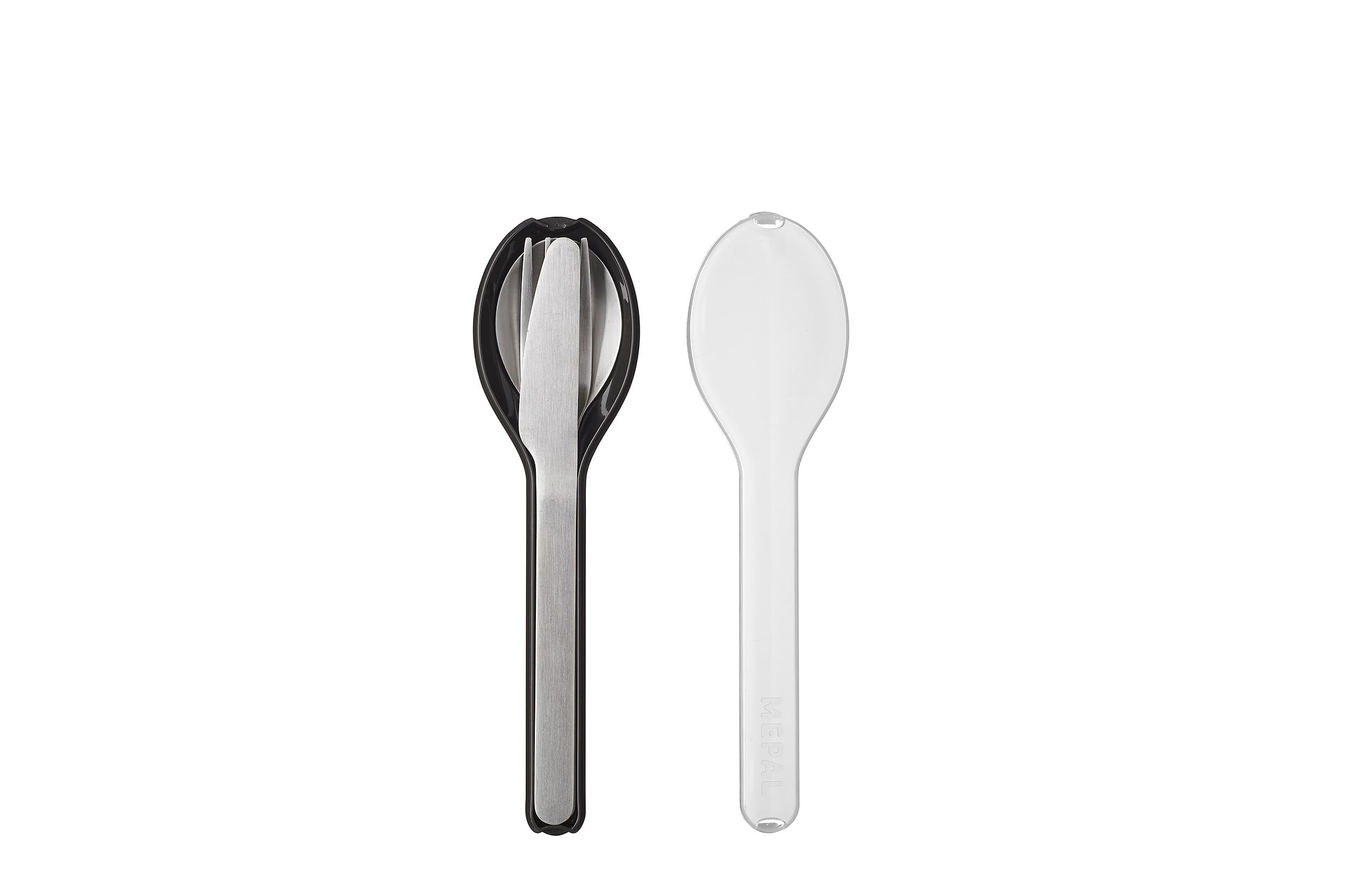 Mepal – Cutlery 3-Piece Set Ellipse – Cutlery Set On The Go - Consists of A Knife, Fork & Spoon - Cutlery Set with Travel Case – Stainless Steel - Nordic Black