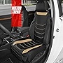 Motor Trend LuxeFit Beige Faux Leather Car Seat Cover for Front Seats, 1 Piece – Premium Seat Protector, Padded Front Seat Cushion for Auto Truck Van & SUV, Car Interior Cover