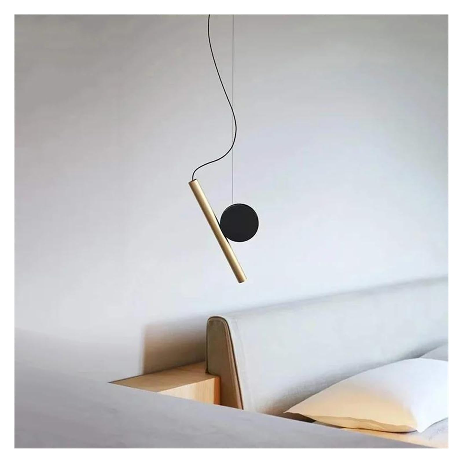 Nordic Minimalistyczna kreatywna lampa wisząca Zen do sypialni, mała lampka nocna, lampa wisząca (złoty)