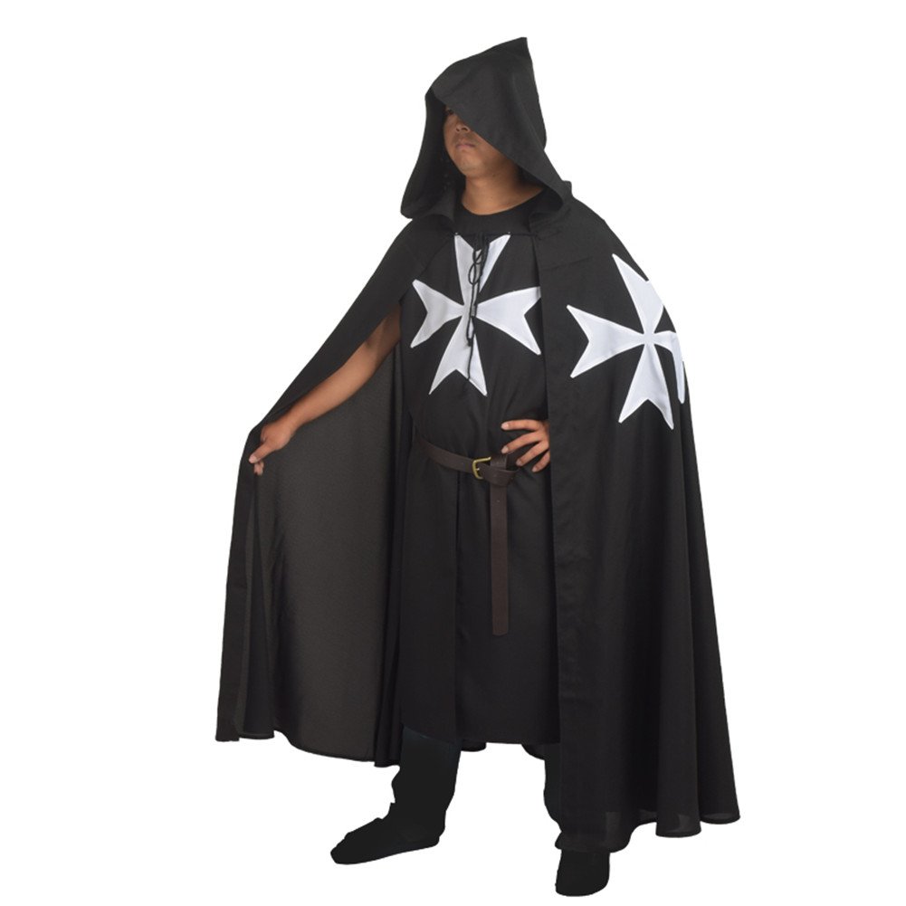 BLESSUME Medievale templare Cavaliere Tunica Mantello Cintura Cosplay Costume Impostato