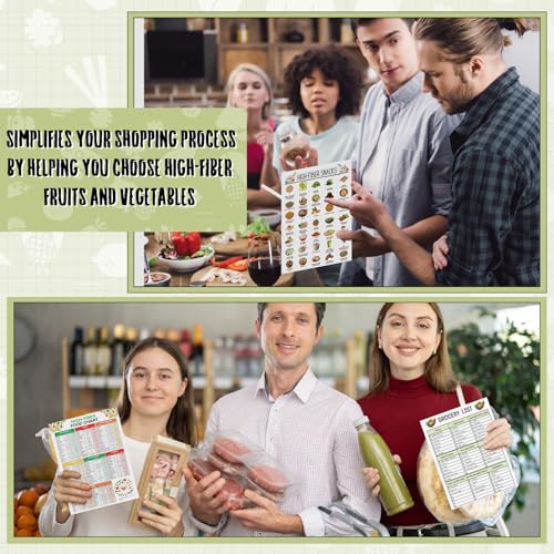 Image of Sinload 12 Pcs High Fiber Food List Poster High Fiber Meal Plan Reference Guide Healthy Nutritional Snacks Grocery List Eating Guide
