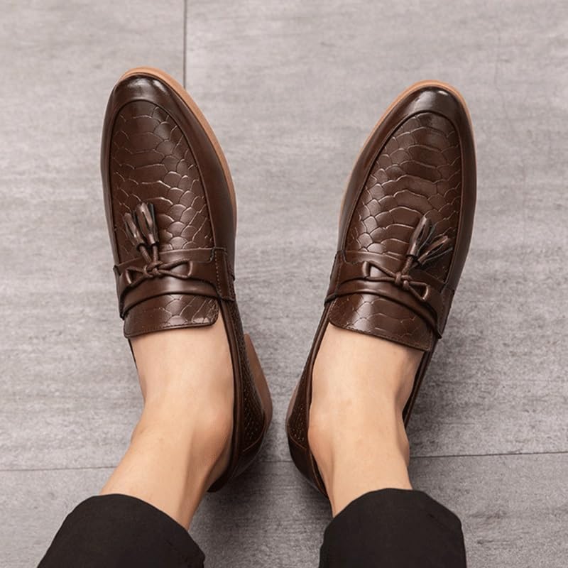 Shoes Men's British Round-Toe Slip-on Loafers Versatile Casual Low Heeled Oxford Shoes Men Comfortable Breathable Shoes for Wedding Parties Business2