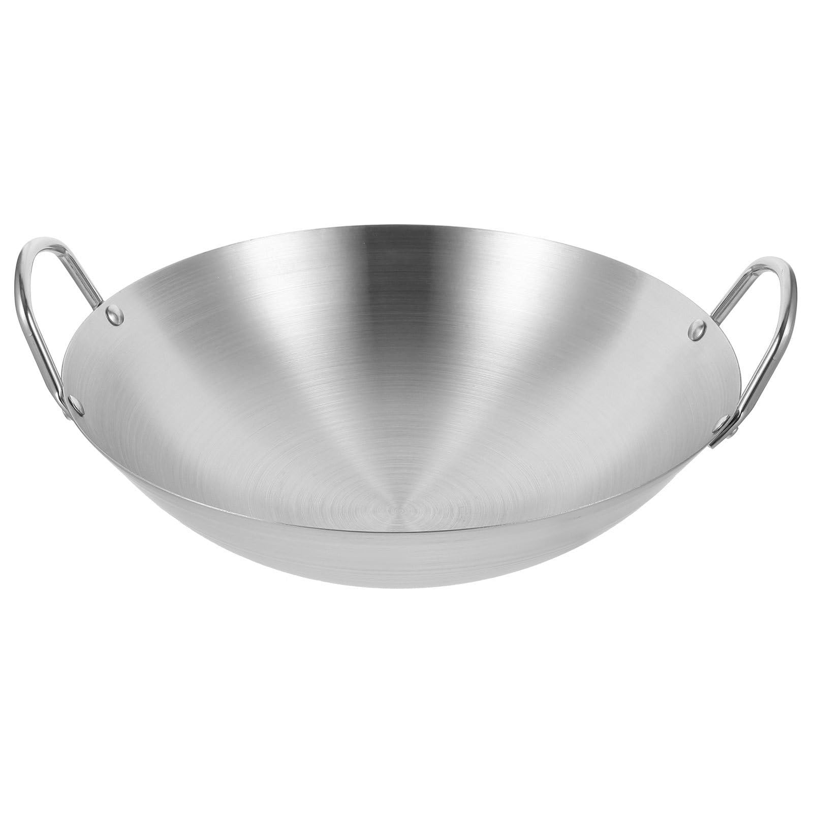 Sosoport Wok in Acciaio Inox Doppio Manico, Fondo Rotondo Profondo