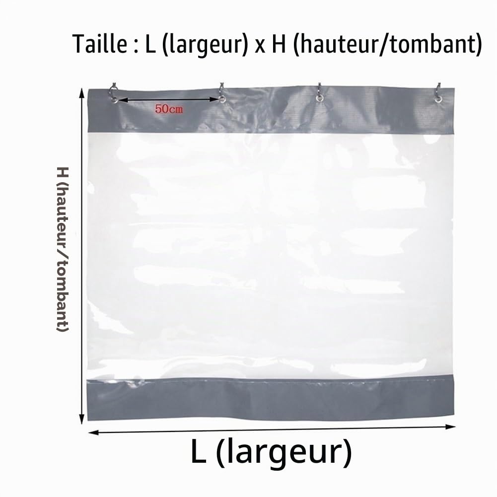 Rygcrud Extérieur Rideaux De Magasin Transparents, Séparation De Garage Vinyle PVC Bâche De Protection, Panneaux Latéraux pour Pergola pour Patio, Serre, Extérieur(2.5X2.5M/8.2x8.2FT)