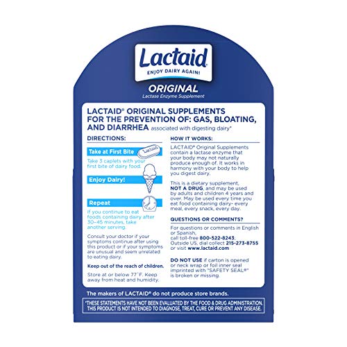 Lactaid Original Strength Lactose Intolerance Relief Caplets With Natural Lactase Enzyme, 120 Ct (Pack Of 4) #TOP5