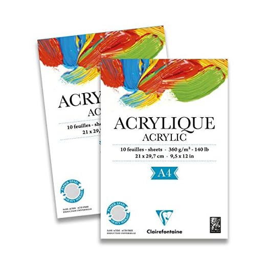 Clairefontaine 96308C - Bloc de papel para pintura acrílica (10 folios), color blanco