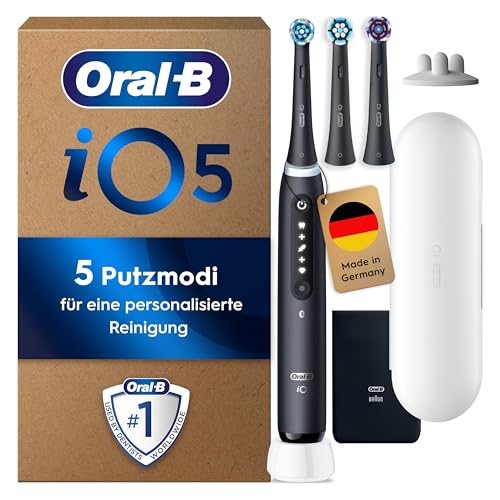Oral-B iO Series 5 Plus Edition Elektrische Zahnbürste/Electric Toothbrush, PLUS 3 Aufsteckbürsten, 5 Putzmodi für Zahnpflege, Reiseetui, Designed by Braun, matt black Oral-B iO Series 5 Plus Edition Elektrische Zahnbürste/Electric Toothbrush, PLUS 3 Aufsteckbürsten, 5 Putzmodi für Zahnpflege, Reiseetui, Designed by Braun, matt black