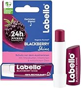 Labello Blackberry Shine Lip Balm, Lip Care with Soft Red Shine for 24 Hours of Moisture.