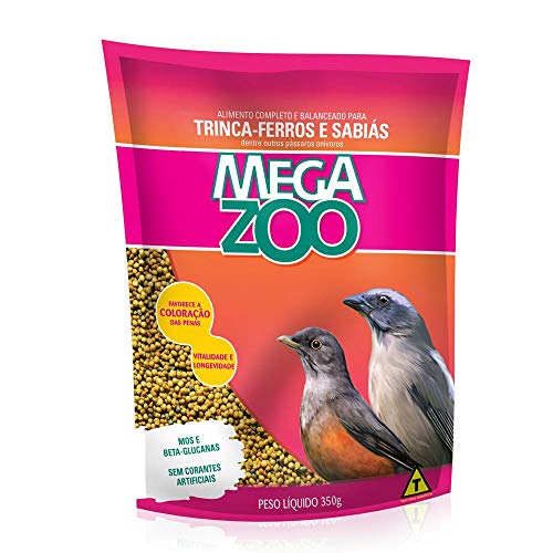 RAÇÃO MEGAZOO EXTRUSADA TRINCA-FERROS E SABIA (O20) 350G