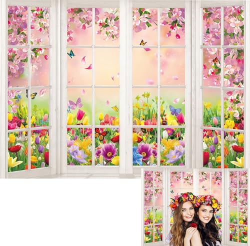 Toile de fond blanche de printemps avec fleurs et papillons roses pour studio photo 2,4x1,8m