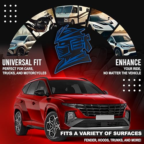 Image of Samurai Emblem, Custom 3D Car Badge - Universal Exterior Accessories for Car, Truck, SUV, Motorcycle (Set of 2) (Blue)