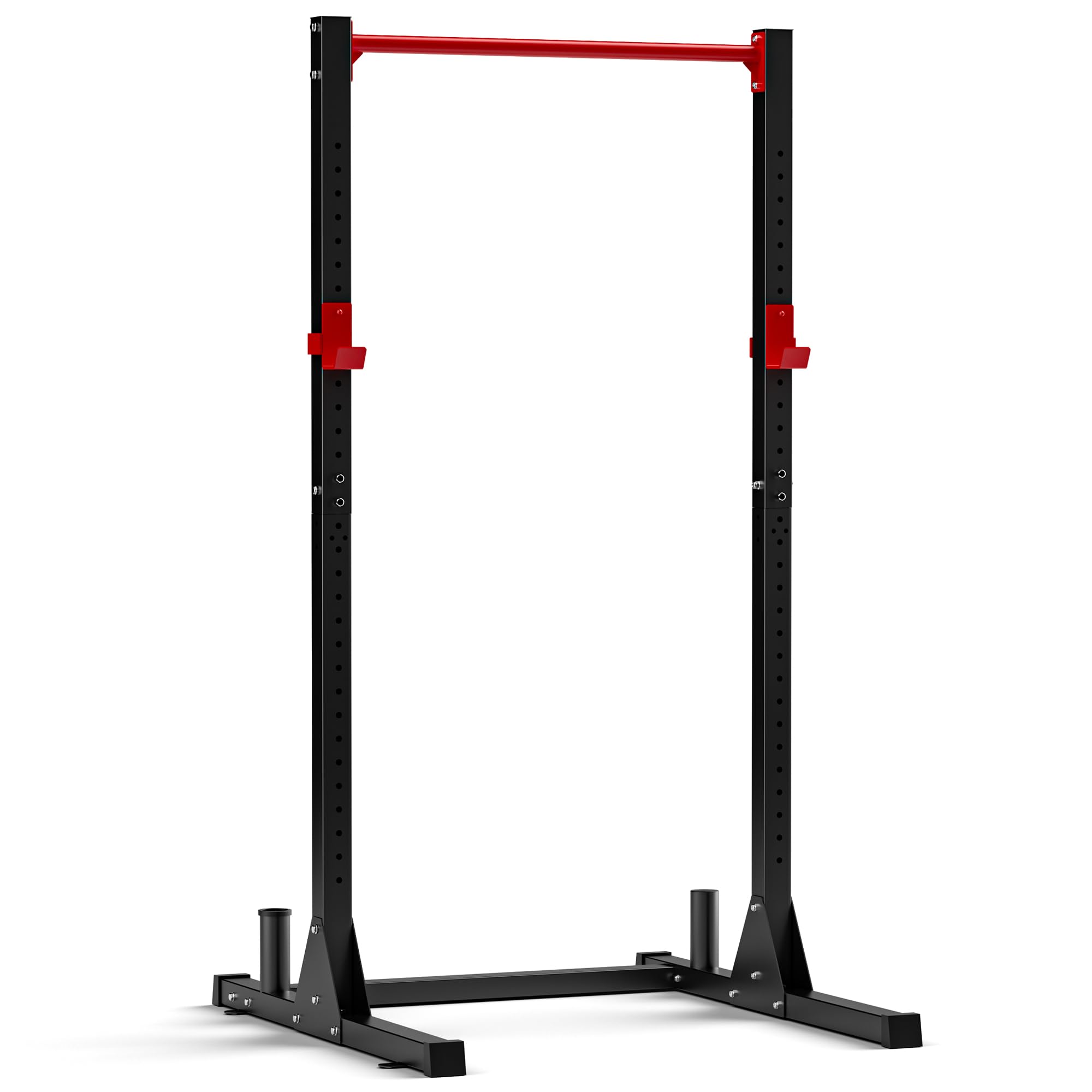 Ultrasport Power Rack, Rejilla multifuncional para entrenamiento efectivo todo cuerpo, construcción acero, perfecto principiantes y pros, multigimnasio con barra, torre Aptitud, Negro/Rojo