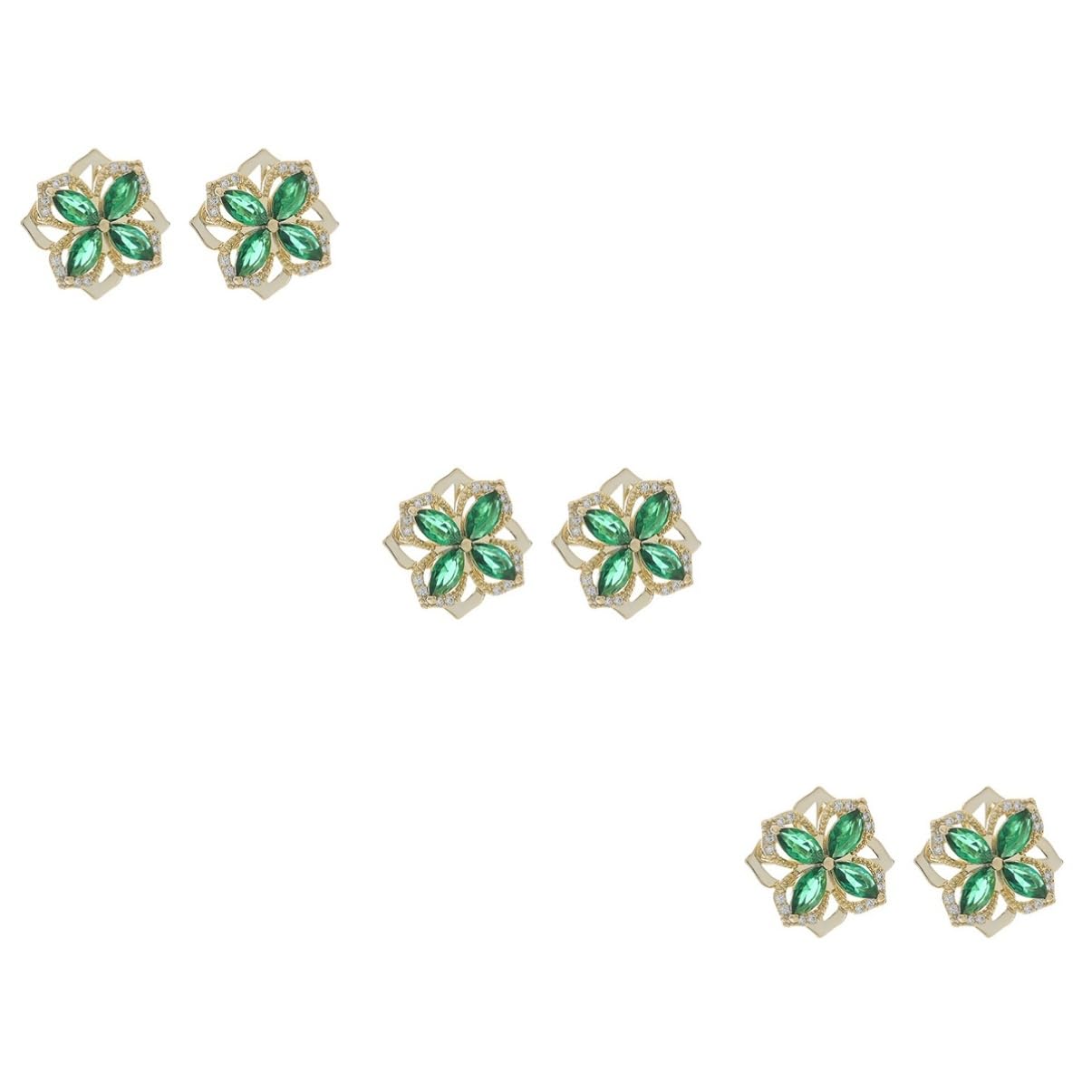ABOOFAN 3 Pares Pendientes De Trébol De Cuatro Hojas Colgantes De Oído Creativos Hermoso Colgante De Aretes Para Mujer Joyería Del Oído De Plata S925 Ajuste Micro Cobre Perder