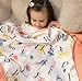 Clover & Sage Organic Muslin Baby Toddler Blanket - 100% Hypoallergenic Cotton Bed Blankets - Alphabet