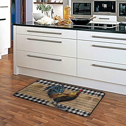 Farmhouse Rooster Kitchen Rugs Standing Mat Anti Fatigue Comfort Flooring Non Slip Rubber Backing Area Rugs Washable Carpet Inside Door Mat Pad 39" X 20" #TOP4