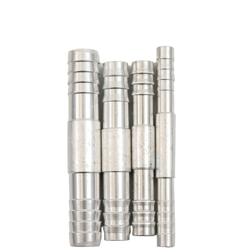 4pcs A/C Hose Barb Straight Splice Barbed Fitting Push Fitting Aluminum Air Conditioning Hose Barb Cooling System Accessory