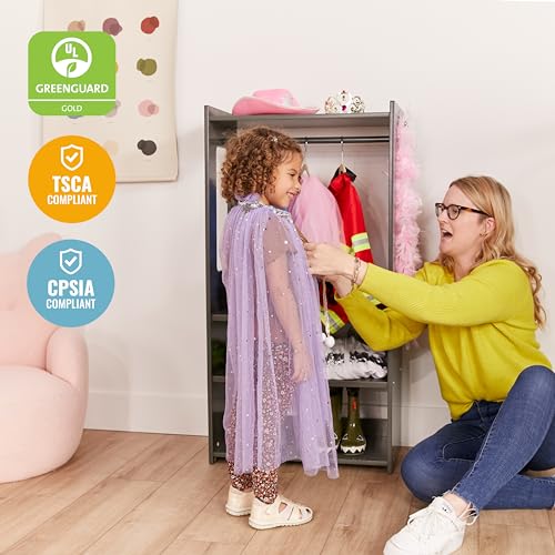 ECR4Kids TrendiTot Clothing Rack, Kids Wardrobe, Grey Wash