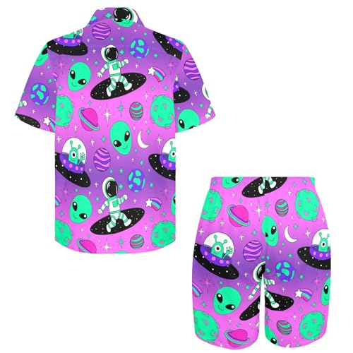 Artsadd 80s 90s Outfit for Men Hawaiian Shirt and Shorts Set Beach Party Outfits4