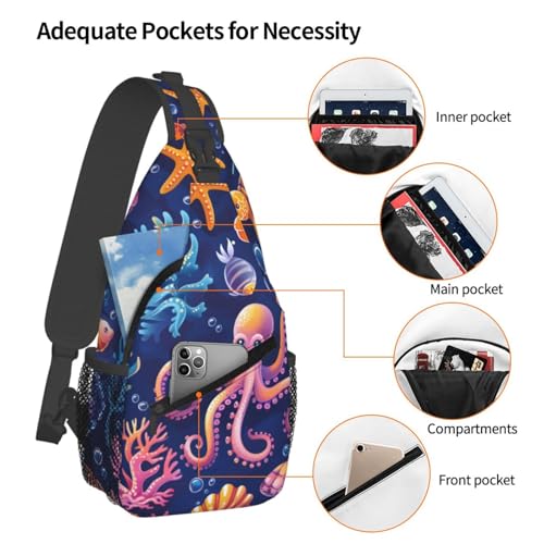 Bolso bandolera con patrón de tortuga y pulpo para mujer y hombre miniatura 4