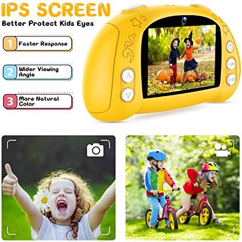 WOWGO Digital Camera for Kids, 1080P Rechargeable Electronic Children Camera Birthday Toy Gift with 32GB TF Card for Toddler and Age 3 to 12 Years Boys and Girls (Yellow) 3 51qg51114QL. AC