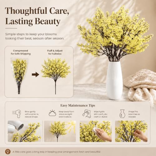 Image of Mandy's 6 Bundles Artificial Light Yellow Baby's Breath Flowers