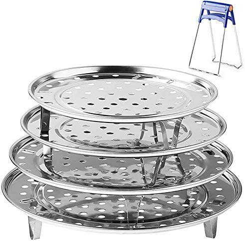 Round Stainless Steel Steamer Rack 7.6" 8.5" 9.33" 10.23" Inch Diameter Steaming Rack Stand Canner Canning Racks Stock Pot Steaming Tray Pressure Cooker Cooking Toast Bread Salad Baking (4 Pack)