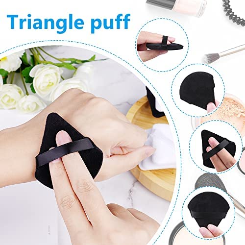 Vista 5 de 12 polvos de polvo, 2.76 pulgadas, algodón puro, suave, triangular, cuña, polvo para polvo, mineral, polvo corporal, algodón, terciopelo, base
