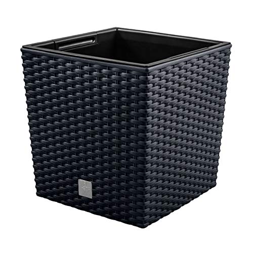 Maceta Rato 32 litros con cubilete para plantar en color antracita 32 x 32 x 32,5 cm.