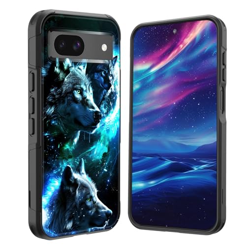 GFEWYTJYJ for Pixel 8a Case,[10 FT Military Grade Drop Protection] Non-Slip Heavy Duty Shockproof Phone Case for Google Pixel 8a 6.1 Inch 2024,Galaxy Wolf - image 1