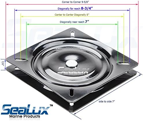SeaLux Universal Heavy Duty 360 Degree 7" Hole Pattern Seat Swivel Base Mount Plate