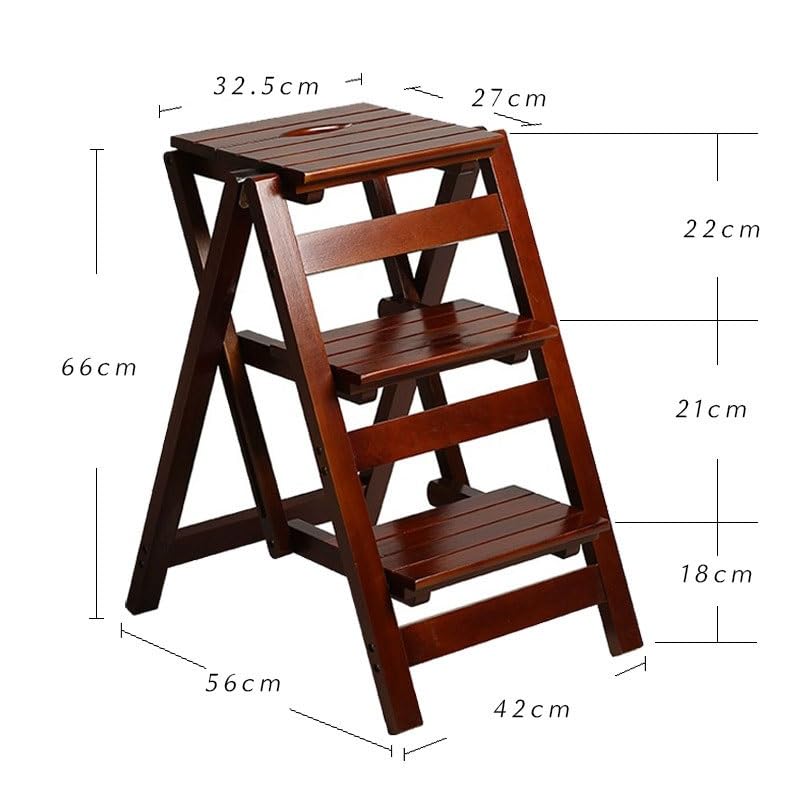 Taburete y silla de escalera de madera plegable para una decoración estética. 2