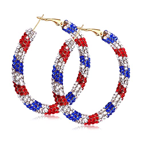 MUYUU Crystal Hoop Earrings Bohemian Sparkle Resin Rhinestone Wrapped Hoop Crystal Earrings for Women Fashion Jewelry