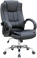 Cadeira de Escritorio Presidente FOX Office 300 Suporta 120kg Couro sintético Preta
