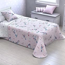 Zara Home Colcha Infantil HM'S HOME'SECRET - Colcha bouti Basic Infantil Reversible con Acolchado termosellado Unicornio 2022 (Cama 90, 180x260 cm)