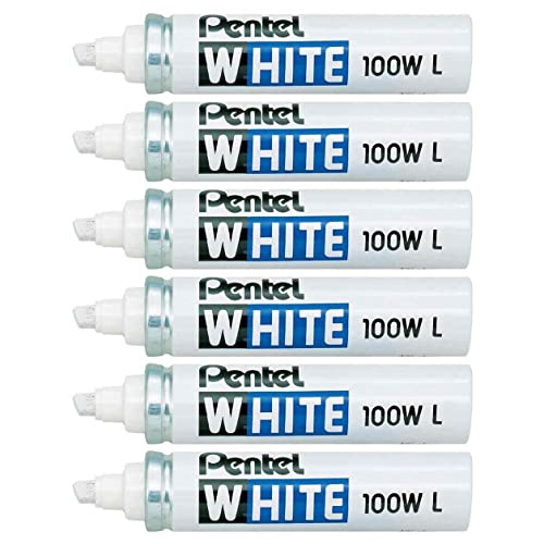 Marqueur peinture permanent blanc Pentel X100WL pointe biseautée lot de 6
