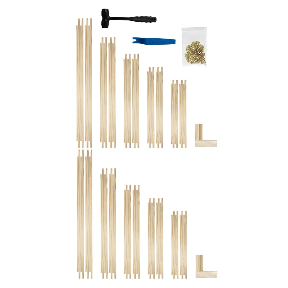 UDSKNV[KSL Wooden Stretcher Bars 5 Sets for Needlework with Tacks and Remover-Multiple Sizes Included