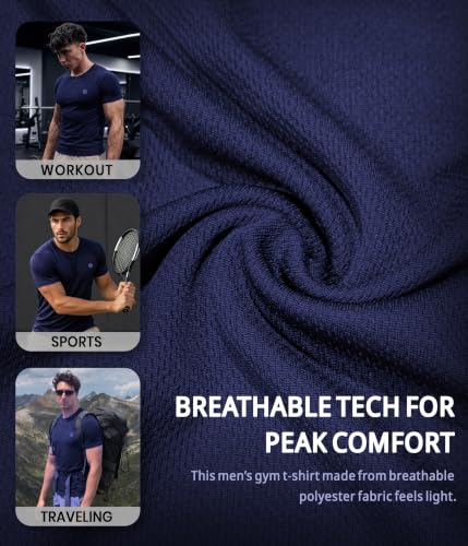 Image of CHKOKKO Gym T Shirts for Men Workout Activewear Solid Quick Dry Sports Tshirt for man Breathable Lightweight Half Sleeve Regular Fit Round Neck Running Boys T Shirt