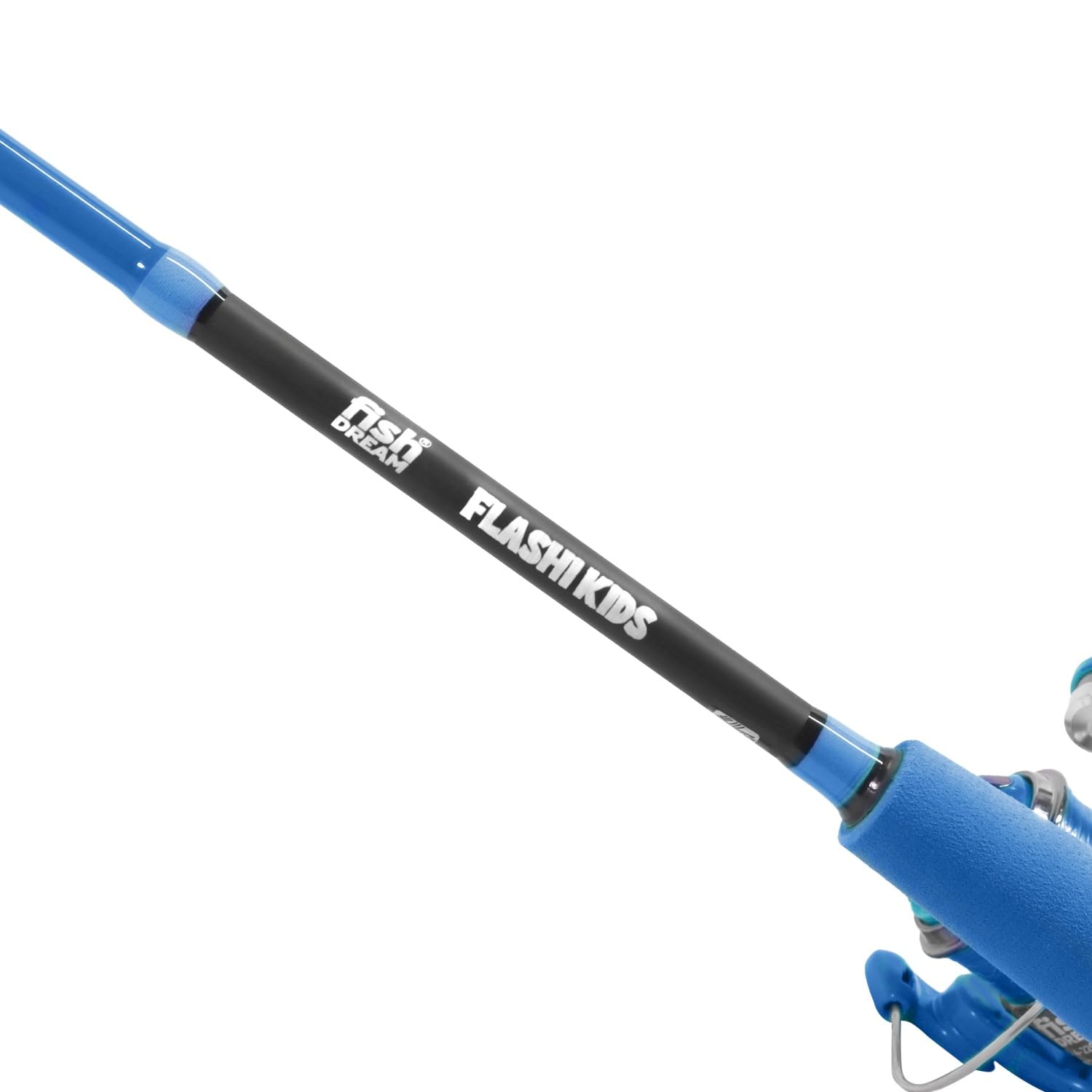 Flashi Kids Angel Combo Spinnrute Kinder Angel Set Blau & Pink | Blinkrolle, Rute, Tacklebox mit Ködern, Perfektes Spinnset für kleine Angler