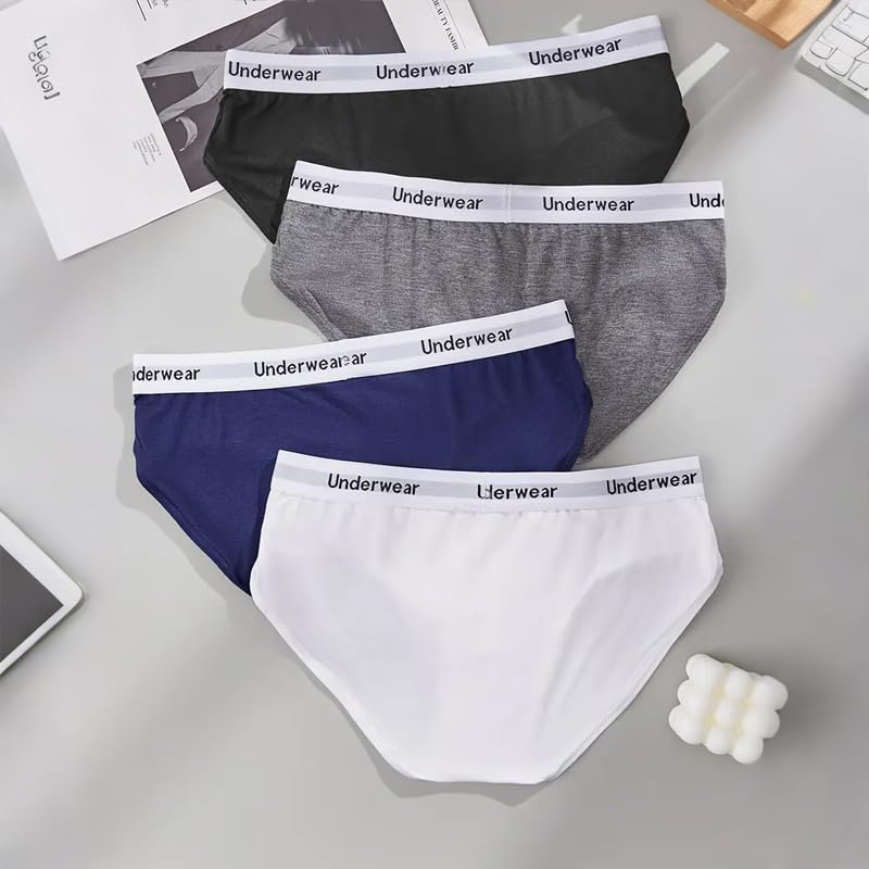 4Pcs Men's Underwear, Comfortable Breathable Suitable for Long Term Wear Multiple Colors Available3