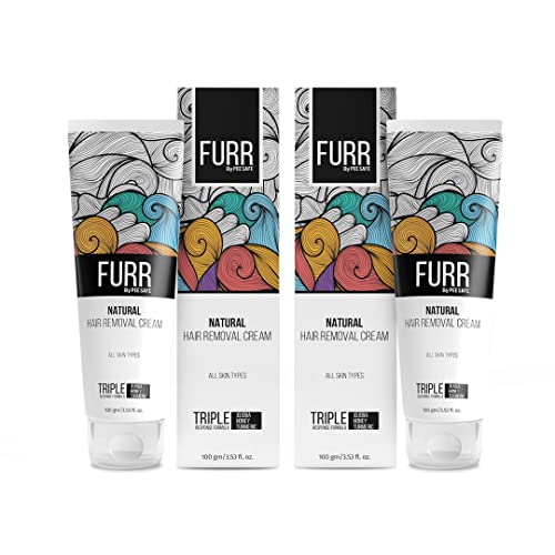 FURR Natural Hair Removal Cream -100gm|Removes Hair In 5 Minutes|Soothes Skin|Enriched With Vitamin E Turmeric, Honey, Jojoba Oil & Avocado |For Men and Women | Suitable For All Skin Types |Pack Of 2 FURR Natural Hair Removal Cream -100gm|Removes Hair In 5 Minutes|Soothes Skin|Enriched With Vitamin E Turmeric, Honey, Jojoba Oil & Avocado |For Men and Women | Suitable For All Skin Types |Pack Of 2