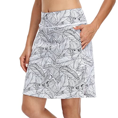 Image of M MOTEEPI Modest Knee Length Skorts Skirts for Women Tennis Athletic Golf Skort with Pockets UV Protection High Waist