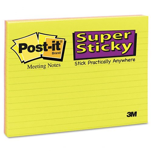 Post-it Super Sticky: Großformat Super Sticky Notes, 8 x 6, vier Farben, vier 45-sheet Pads/Pack –:-Verkauft als 2 Packungen von – 4 –/– Insgesamt je 8