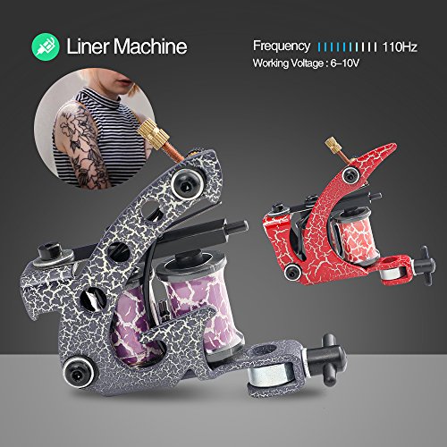 Solong Tattoo TK456 Solong Complete Tattoo Kit 4 Pro Machine Guns 54 Inks Power Supply Foot Pedal Needles Grips Tips Carry Case Tk456-Us thumb #3