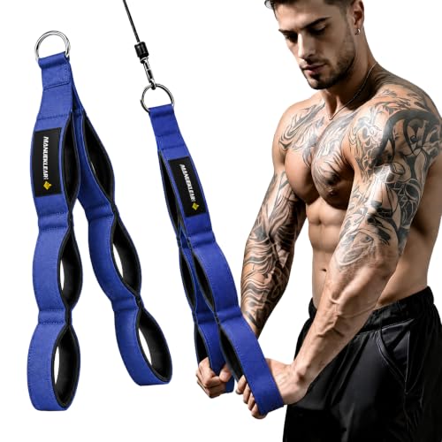 Image of MANUEKLEAR 24-Inch 3-Grip Tricep Rope Cable Attachment for Gym Greater ROM