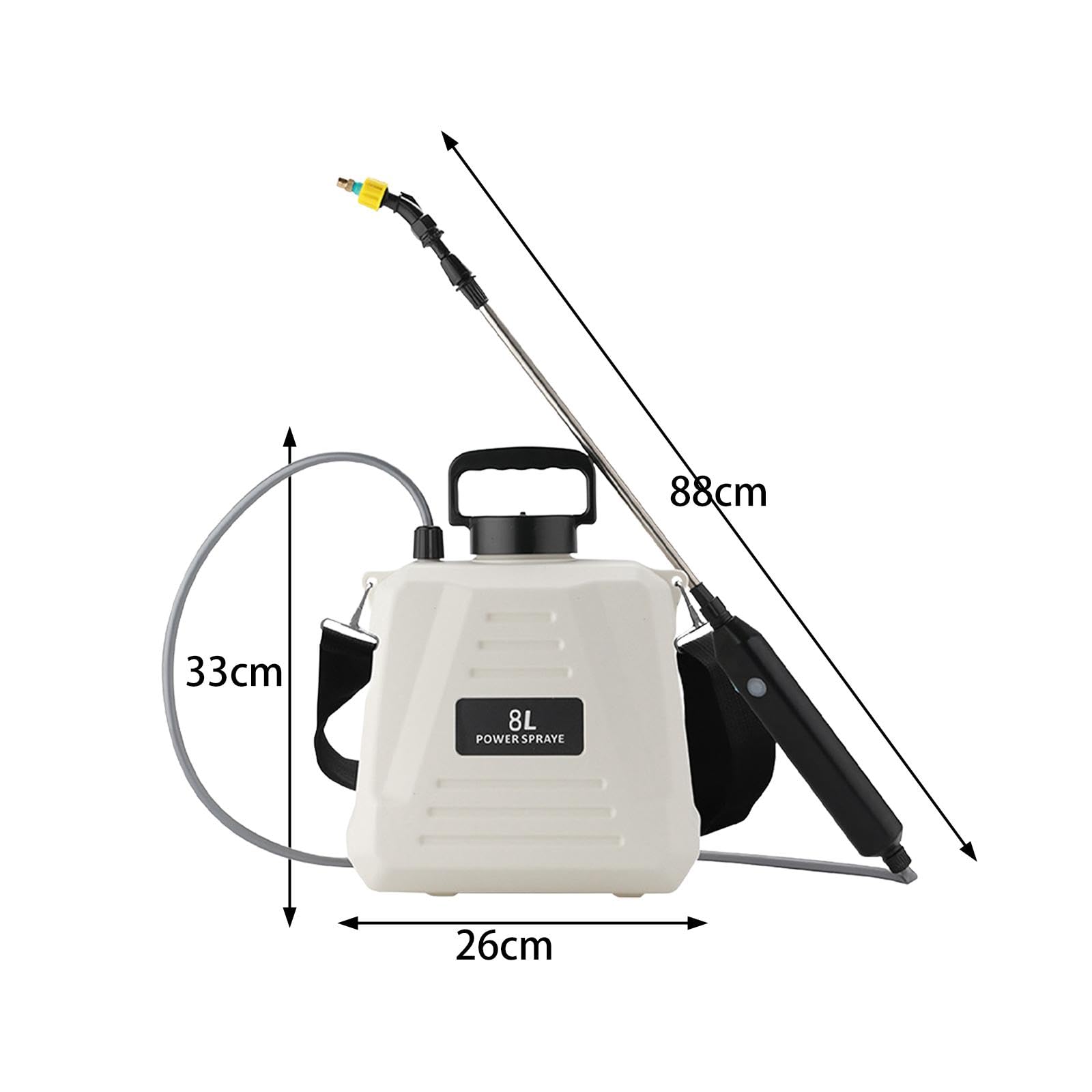 Pulvérisateur électrique avec Lance et Buse Télescopiques, Pulvérisateur d'eau de Jardin pour Maison, Jardinage, Nettoyage, 8L Blanc