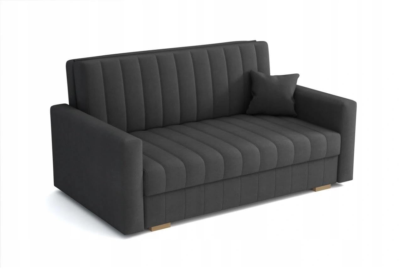 Schlafsofa klein Zanzibar I Sofa 3 Sitzer 153 cm Breit I Sofa mit Schlaffunktion I Schlafsofa mit Bettkasten I Couch mit Schlaffunktion Klein I Grau