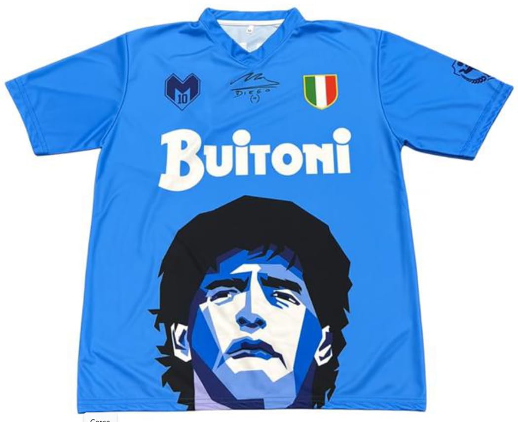 Maglia Maradona Ufficiale Autorizzata - Taglie Adulto Bambino - Merchandising Tifosi Diego Armando Maradona El Pibe de Oro - MMASCST