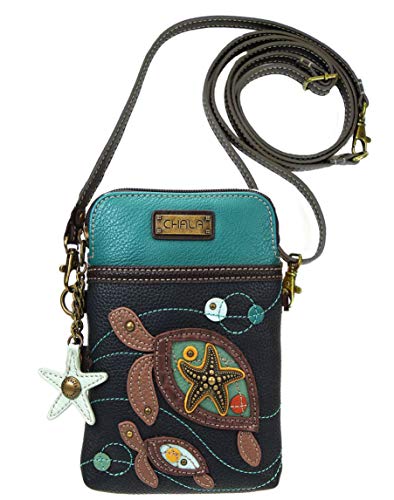 Chala Group Handbags Turtles Cellphone Crossbody Purse, Navy/Teal